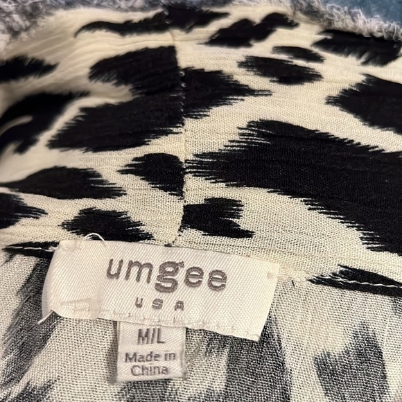 Umgee USA animal print kimono tunic front ties top blouse Sz M/L - Picture 6 of 10